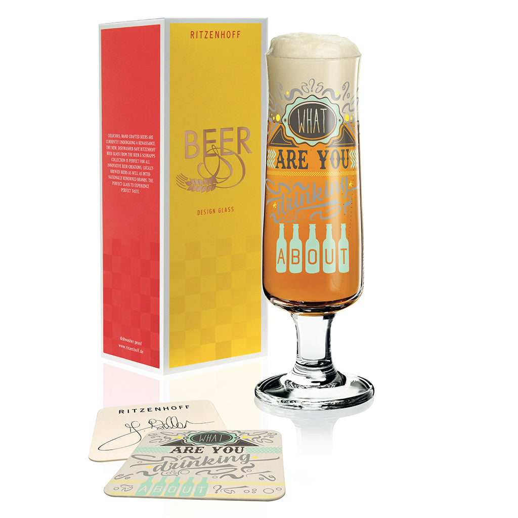 Frank Keller Crystal Beer Glass (Set of 1 Glass and 5 coasters)