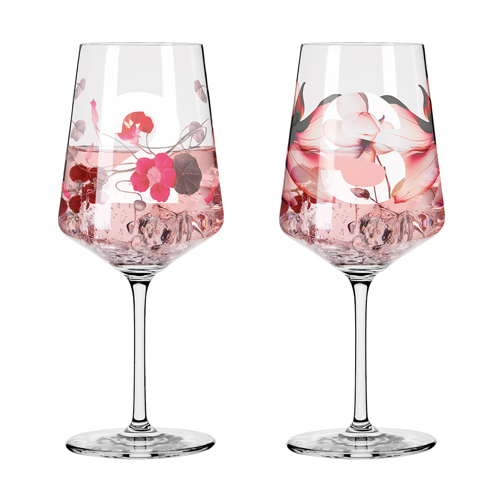 Summer Sonnet Floral Wine Glass #2 (Set of 2)