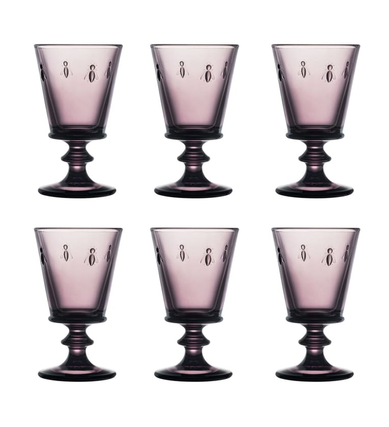 Abeille Eggplant Bee Wine Glass (Set of 6)