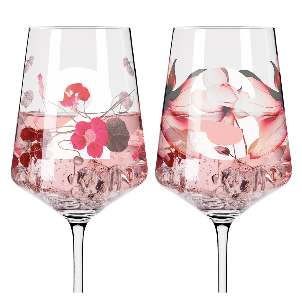 Summer Sonnet Floral Wine Glass #2 (Set of 2)