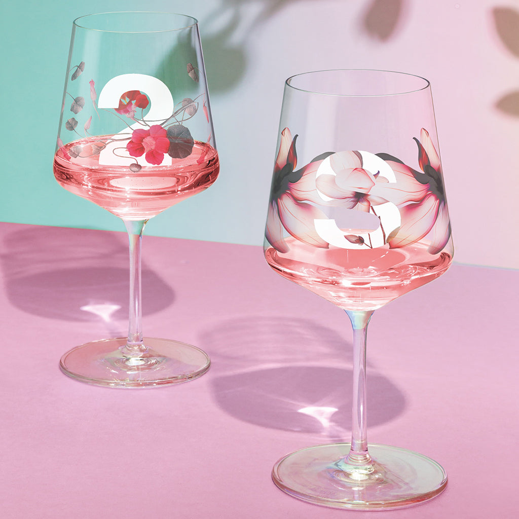 Summer Sonnet Floral Wine Glass #2 (Set of 2)