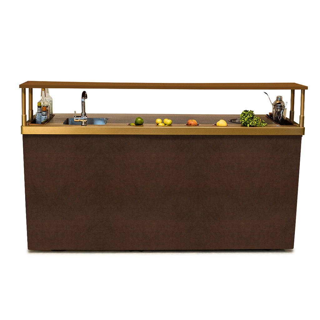 Double Model X Home Bar - Leather Vinyl & Matt Gold Finish