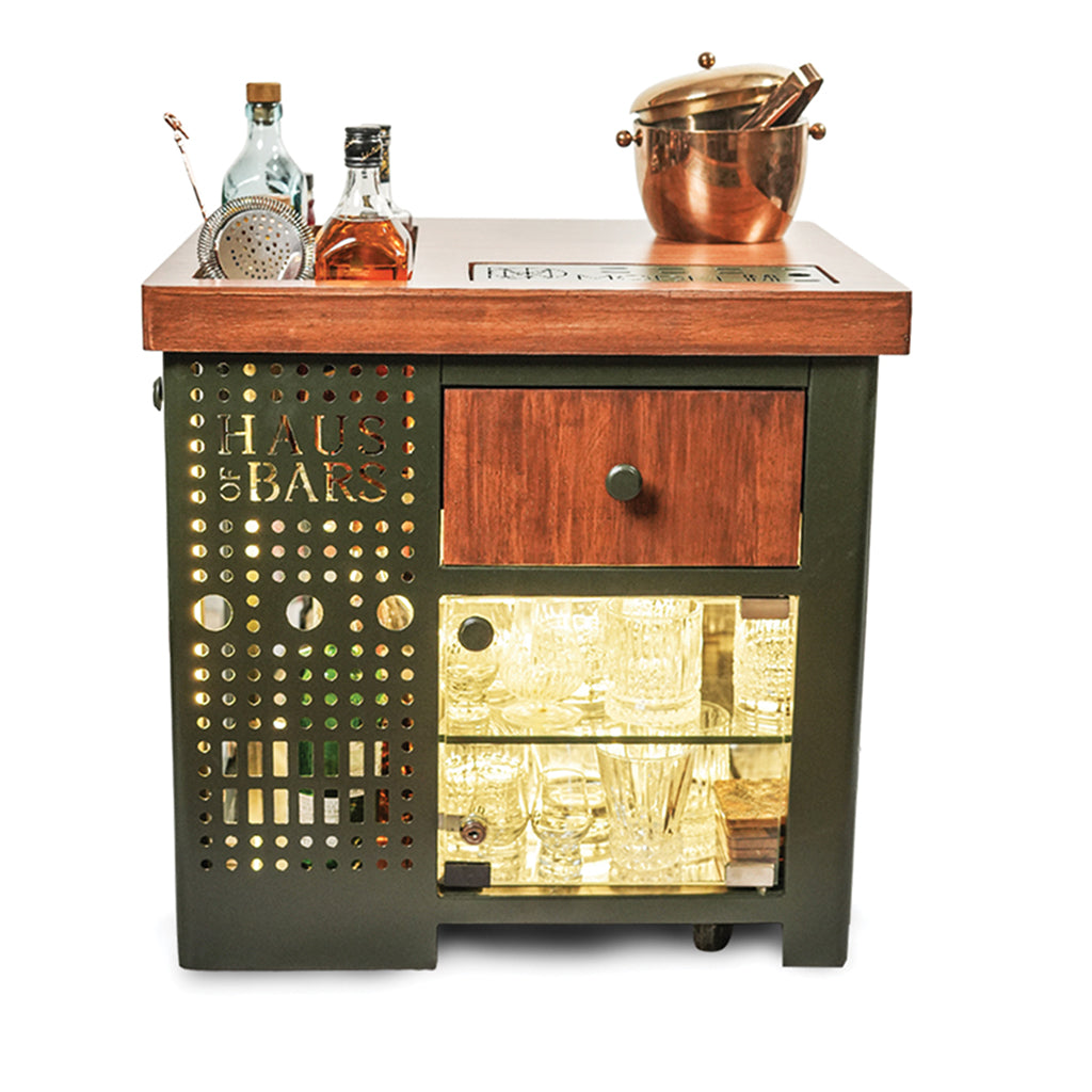 Model M Mini Bar for home, Royale Green With Left Side Display Cabinet