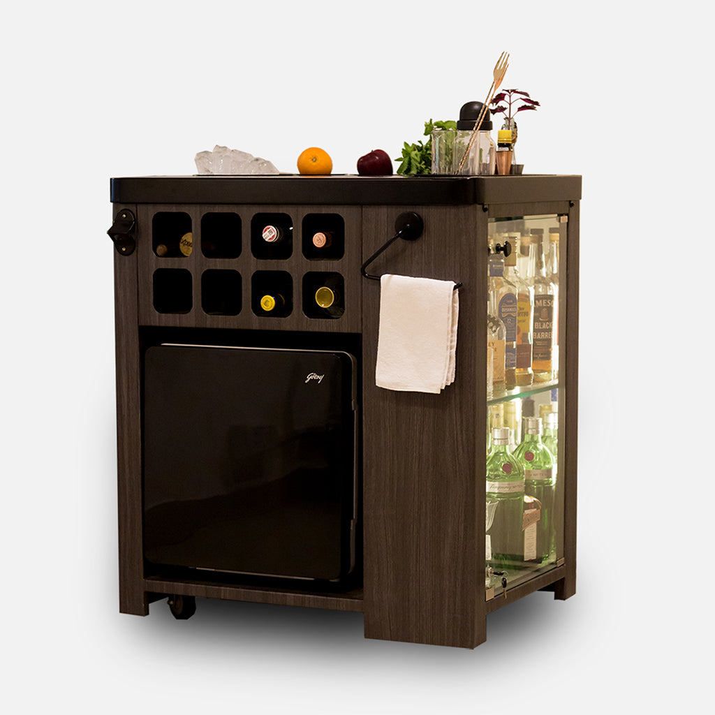 Model X Home Bar - Black Slate Wood Finish