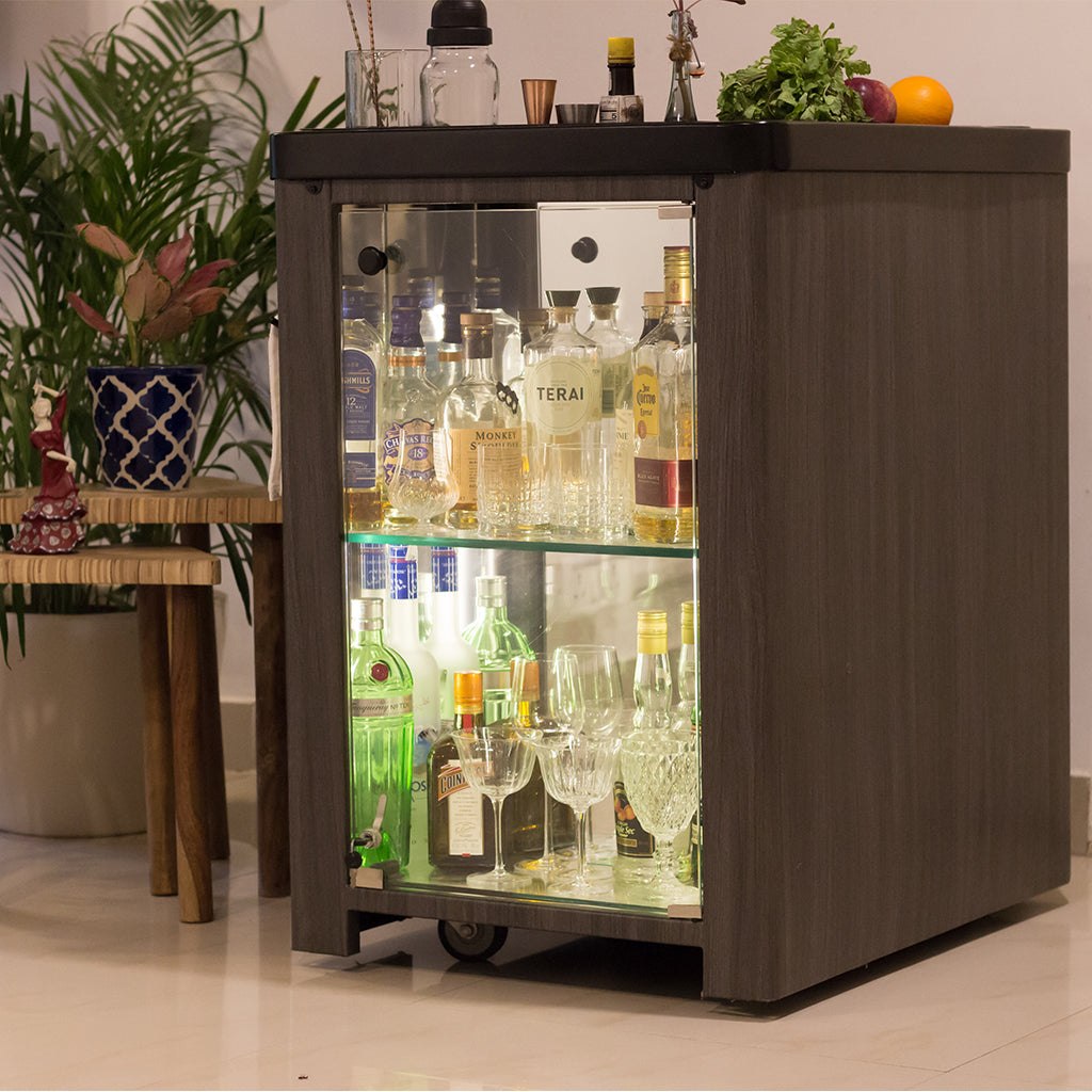 Model X Home Bar - Black Slate Wood Finish