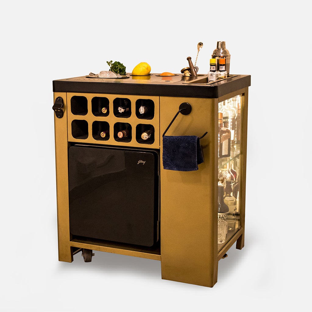 Model X Home Bar - Matt Black & Matt Gold Finish