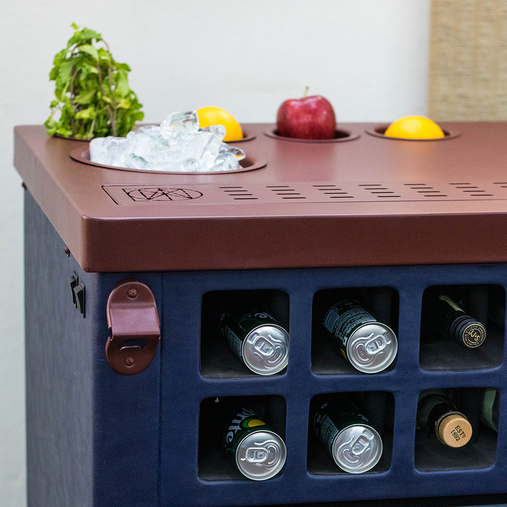 Model X Home Bar - Leather Blue Finish