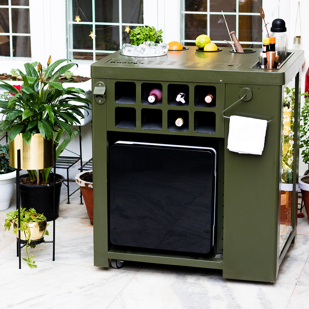 Model X Home Bar - Olive Green Finish