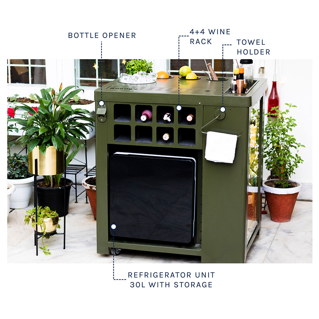 Model X Home Bar - Olive Green Finish