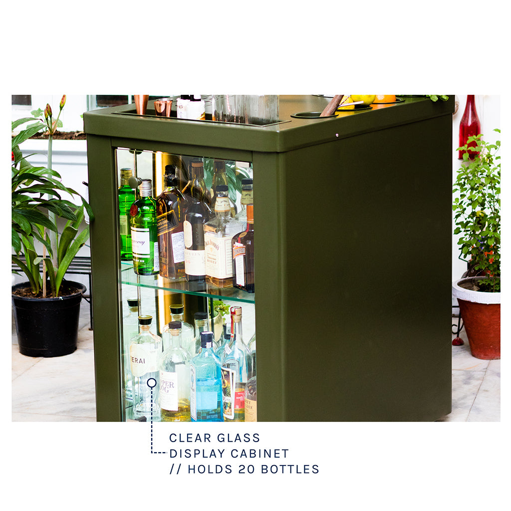 Model X Home Bar - Olive Green Finish